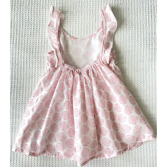 Mer St Barth Girls Size 2 Dress Daphne Flutter Sleeve Pink White - Picture 3 of 4
